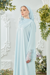 SIPO Luxury Korean Nidha Abaya with Exclusive Lace and Stone Embellishments and Matching Shawl