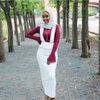Plus Size New Dubai Muslim Lady Modest Fashion Stripe Latest Design Sheath Dress Skirt