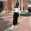 Autumn Modern Modest Fashion Stripe New Muslim Lady Latest Design Sheath Dress Skirt