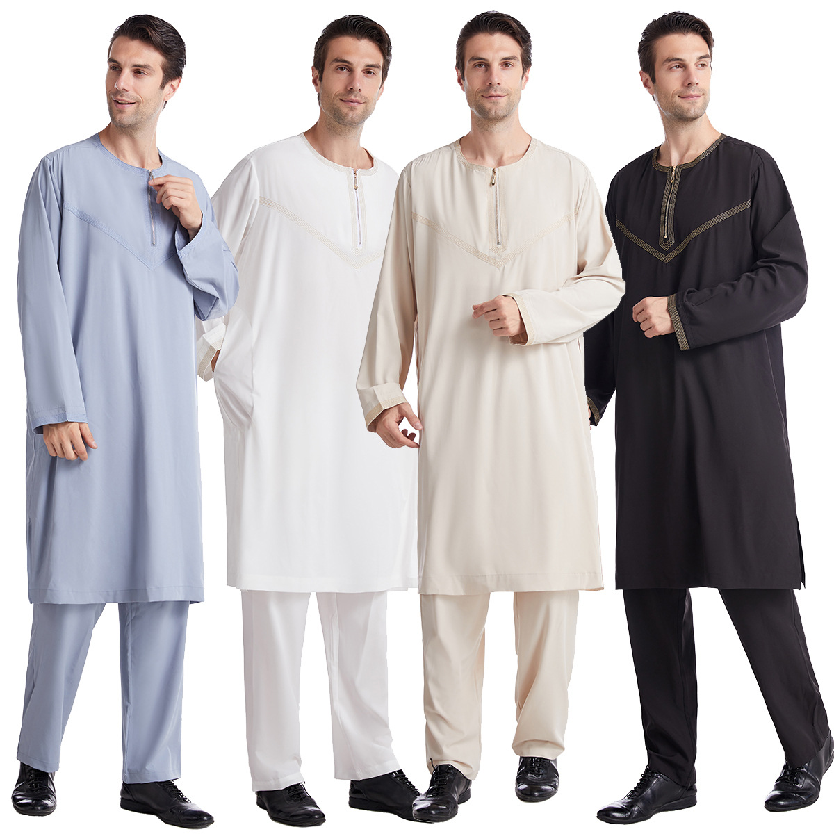  Sets for Men Designs India & Pakistan Clothing Chemises Hommes Modest 2021 Muslim Islamic Sherwani Boy Thobe Salwar Kameez Abaya Kurta