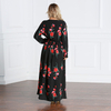 Amazon Muslim Malay Fashion Big Rose Print Robe Dubai Dress