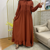 2022 Cross-border Exclusively for 2020 New Fashion Women's Solid Color Stitching Big Muslim Dress