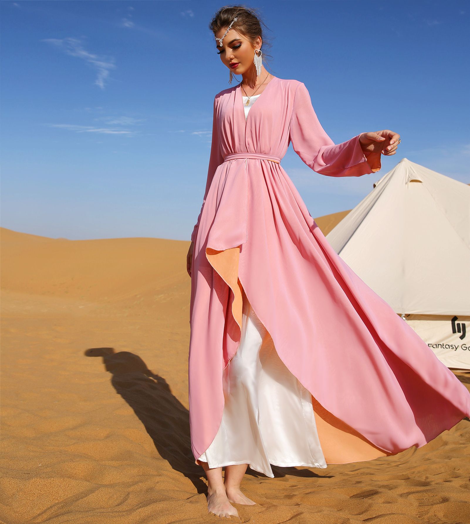 Modest Fashion Muslim Chiffon Long Sleeve Plus Size Robe Loose Islamic Maxi Dresses Abaya