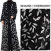 Sequins Lace Open Cardigan Robe Modest Lady Skirt Dubai Maxi Dresses Islamic Women's Abaya