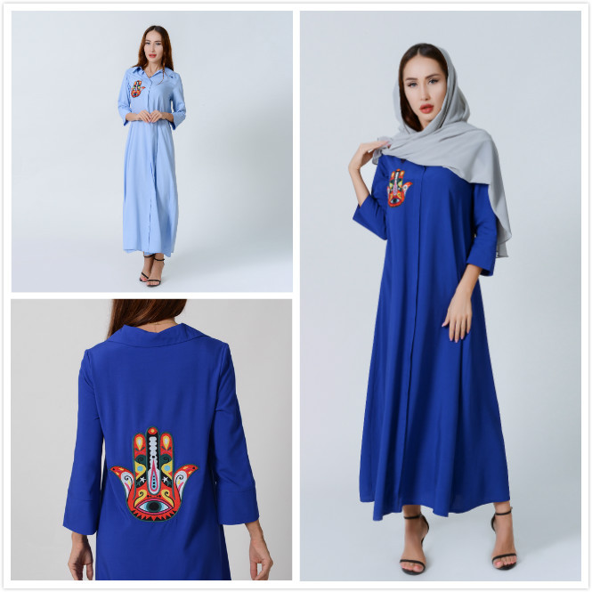  Borka Kimono Fabric Embroidery Kaftan Islamic Clothing Open Muslim Dress Fashion Wholesale Dubai Modest Abaya