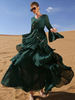Dark Green Chiffon Dubai Modest Fashion Best Selling Islamic Muslim Robe Maxi Dresses Loose Abaya