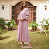 Muslim Robe Modest Fashion Pink Middle East Islamic Maxi Dresses Loose Abaya