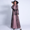 INS Ramadan Fashion Flare Sleeve Lace Up Dress Sequined Mesh Outer Cardigan Female OpenAbaya