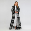 European And American Muslim Striped Loose Lace Cardigan Robe Women