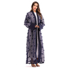 European And American Muslim Three-dimensional Flower Mesh Loose Lace Long-sleeved Cardigan Robe