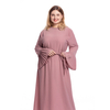 European And American Plus Size New Women's Dress Round Neck Pleated Stitching Trumpet Sleeve Slim Dress