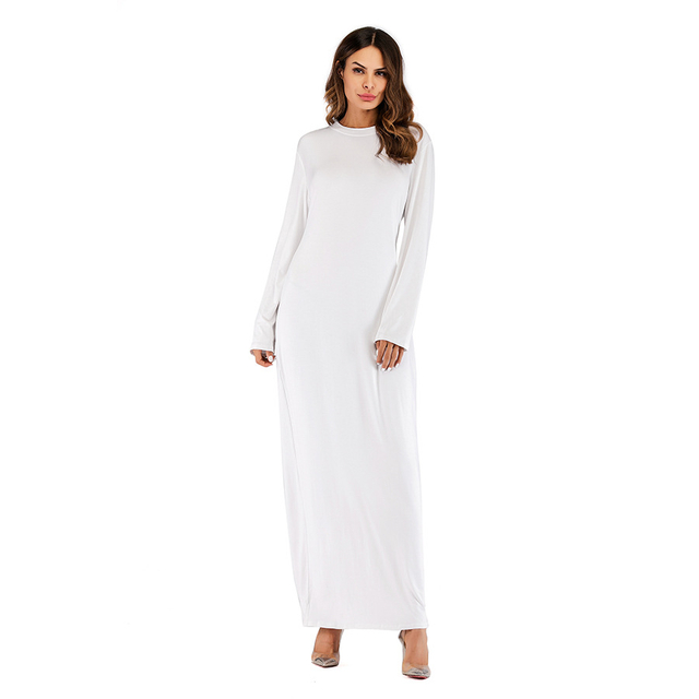 European And American Plus Size Hot Sale Arabic Solid Color Modal Cotton Long-sleeved Dress Women Foreign Trade Bottoming Shirt