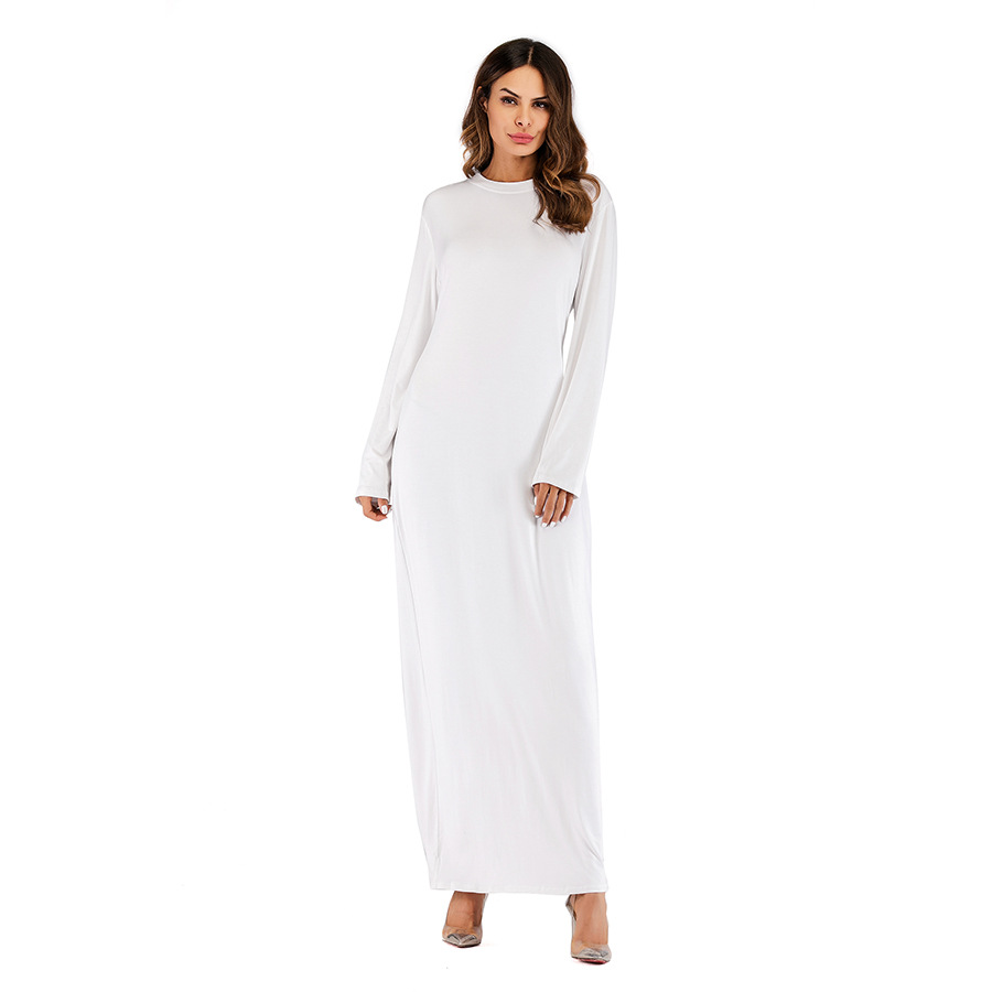 European And American Plus Size Hot Sale Arabic Solid Color Modal Cotton Long-sleeved Dress Women Foreign Trade Bottoming Shirt