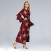 Oversized Fashion Loose Petal Sleeve Long Skirt Round Neck Printed Dress