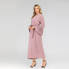 Middle Eastern Fashion Muslim Women's Plus Size Round Neck Slim Pleated Sleeve Dress