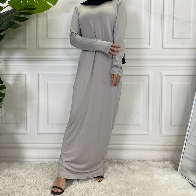 2022 Arab Solid Color Long-sleeved Dress Women's Foreign Trade Bottoming Shirt