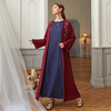 Modest Fashion Dark Red Best Selling Islamic Muslim Robe Maxi Dresses Loose Open Abaya