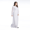 AliExpress Hot Style Dress Fat MM Temperament Foreign Trade Plue Size Long-sleeved Hollow Lace Dress