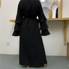 European And American Muslim Fashion Beaded Multi-layer Flared Sleeves with Solid Color Cardigan Robe
