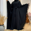 Cross-border Fashion Stitching Feather Elegant Loose Muslim Robe Bat Sleeve Plus Size Women's Dress
