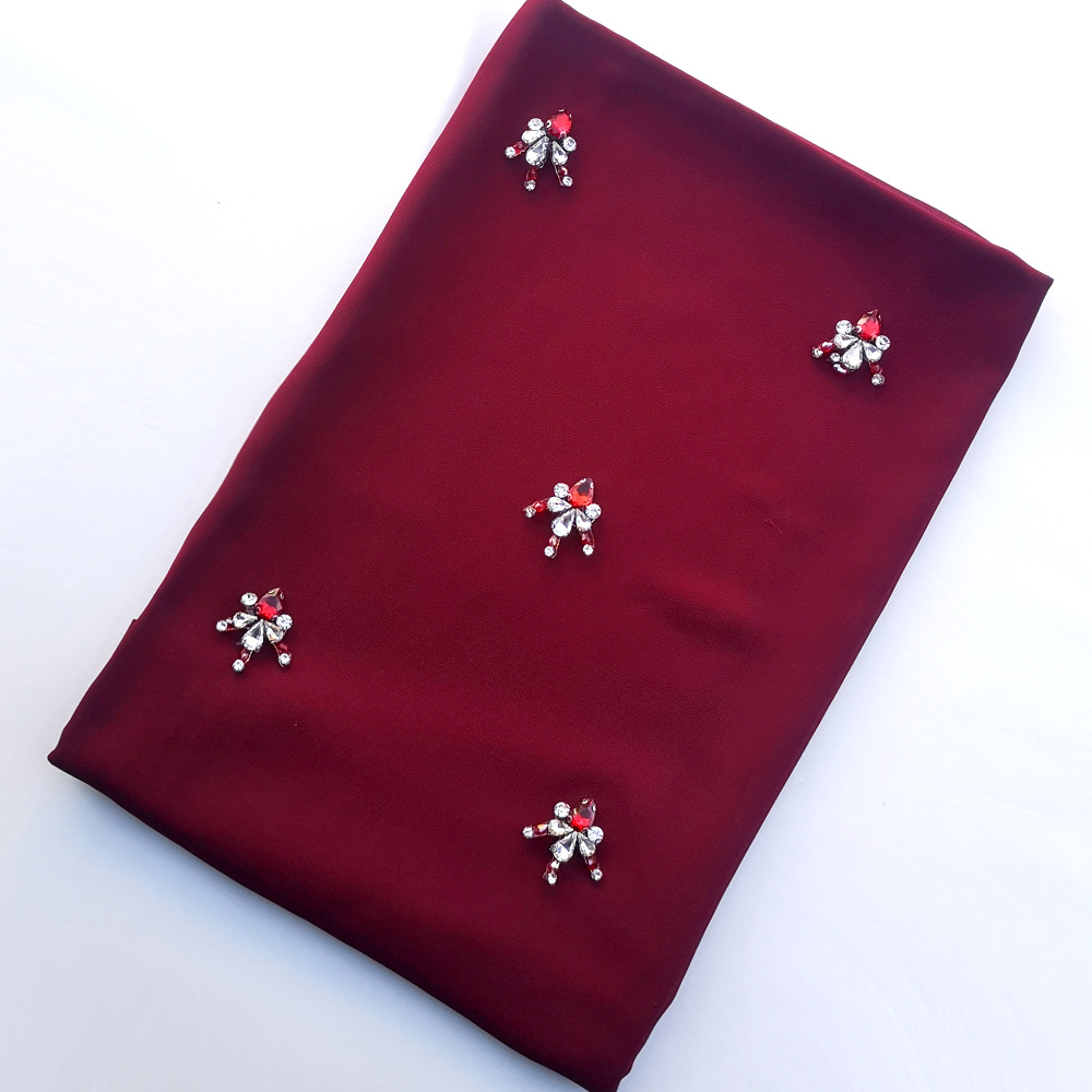 New Rhinestone Flower Chiffon Gauze Scarf Solid Color Temperament Female Long Scarf in Stock Cross-border