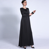 Autumn Solid Color Loose Waist Dress with A-line Basic Long Skirt Muslim Female Abaya Spot