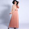 Winter Matte A-line Dress with Double Flared Sleeves Solid Color Long Skirt Muslim Women's Clothing Abaya