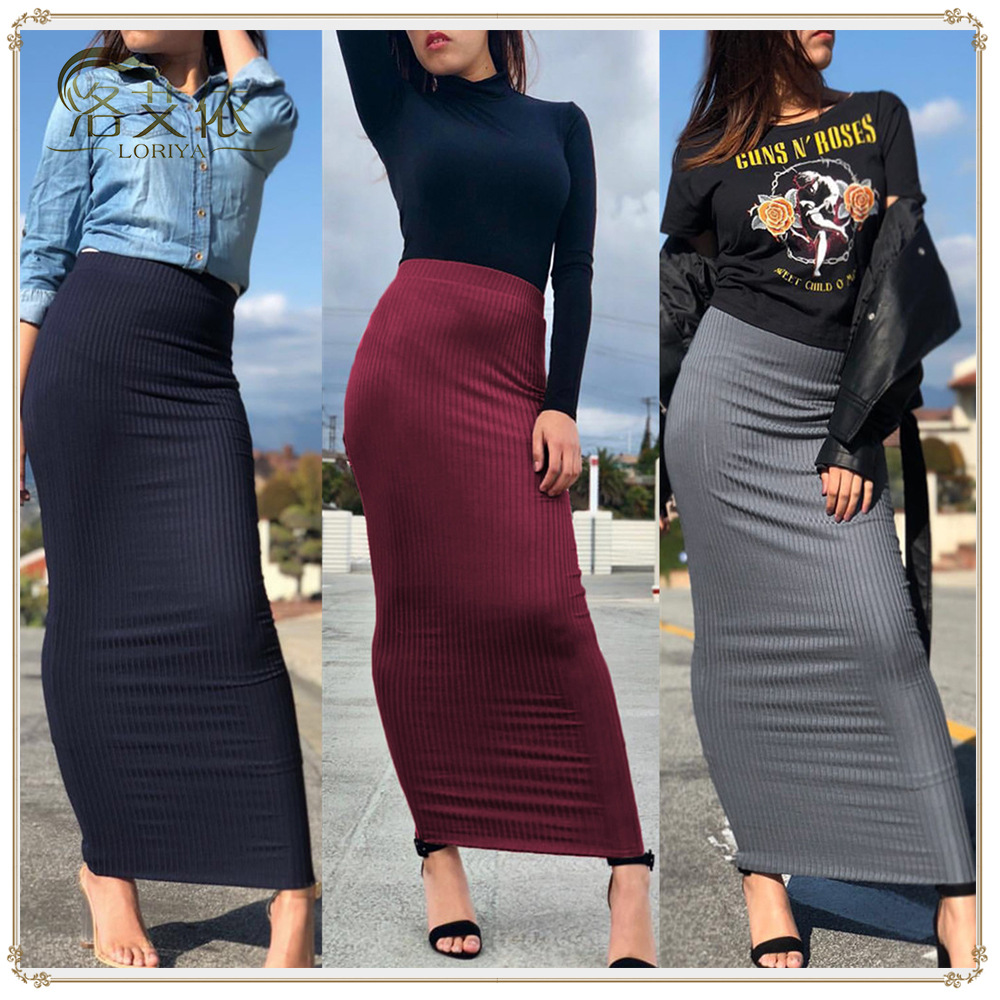 Knited Color Fashion New Muslim Lady Latest Design Sheath Dress Skirt