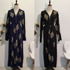 Cross-border Hot Style Women's Gold Thread Positioning Heavy Industry Embroidery Cardigan Dubai Robe