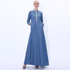 New Early Spring Professional Wear Muslim Women's Small Stand-up Collar Robe Factory Denim Long Dress Women