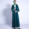 INS New Card White Ribs with Muslim Women's Solid Color Loose Waist Cardigan Abaya Cross-border 1307