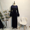 European And American Fashion Plus Size Women's Bronzing Trumpet Sleeve Gold Velvet Casual Dress Long Skirt
