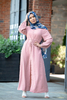 2022 new fashion Muslim lapel solid color full button slim dress long skirt