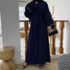 Cross-border Source of Fashion Muslim Cardigan Robe Women's Mesh Fabric Stitching Hot Drilling 
