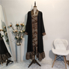 New Women's Leopard Print Stitching Fashion Abaya Cardigan Robe Kimono 