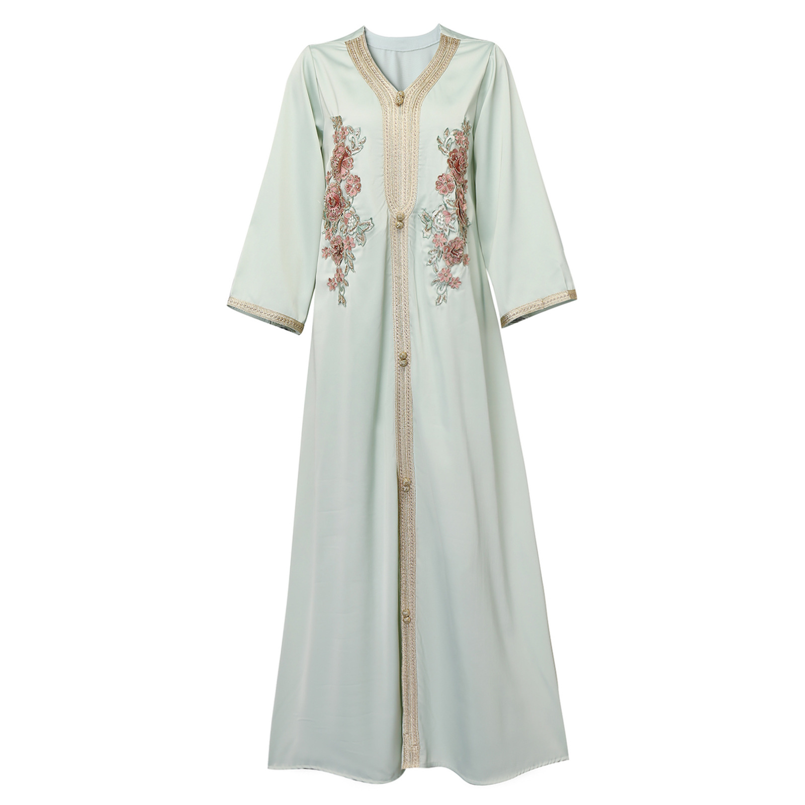  Embroidery Open Muslim Dress Kaftan Islamic Clothing Fabric Borka Shop Wholesale Modest Muslimah Women Kimono Abaya
