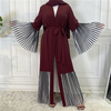 Ebay Hot Sale Middle East Muslim Long-sleeved Stitching Pleated Big Swing Robe Female Arab Long Cardigan