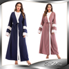 European And American Muslim Robe Hot Sale Stitching Striped Long Skirt Women with Turban Middle Eastern Arab Cardigan