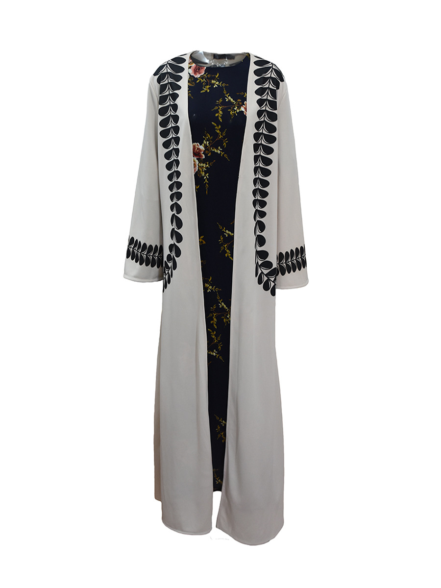 Muslim Abaya Arab Turkey Hot Sale Spot Fashion Cardigan Printed Robe Long Skirt