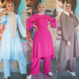  Printing Top Two Piece Islamic Clothing Burka Dubai Maxi 2022 Prayer Women Kurti 2pieces Suit Modest Pants Thobe Muslim Blouse Set