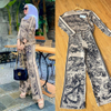  Women Top Kurti 2pieces Dubai Prayer Printing 2022 Suit Islamic Clothing Burka Two Piece Modest Thobe Pants Maxi Muslim Blouse Set