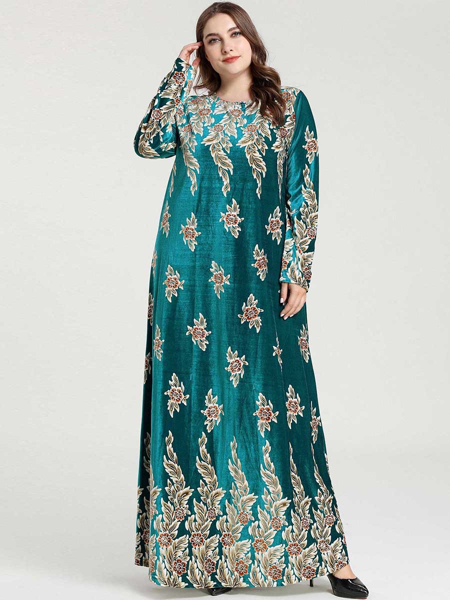 Dubai Plus Size Muslim Islamic Clothing Kaftan Fashion Modern Jalabiya Thobe Arabic Burka Cotton Burqa Printing Women Jilbab 2022 Modest Maxi Dress Abaya