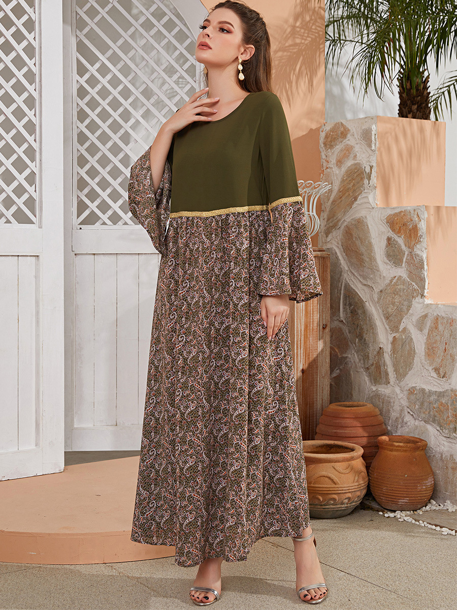  Arabic Dubai Jalabiya Modest 2022 Muslim Fashion Women Plus Size Burqa Kaftan Thobe Modern Islamic Clothing Cotton Burka Printing Jilbab Maxi Dress Abaya