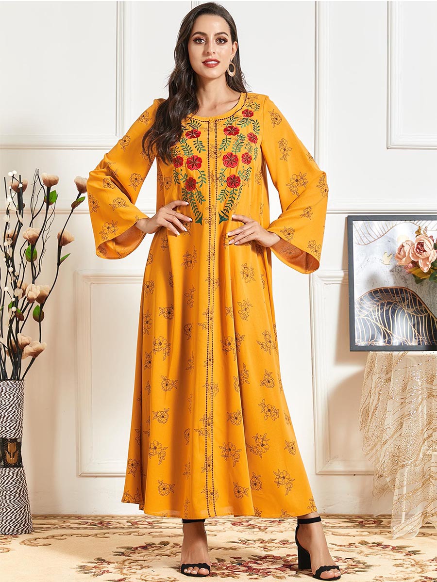 Borka Robe Femme Musulman Vêtements Embroidery Vetement Femme Kebaya Maleisie Modest Women Turkish Dubai Islamic Clothing Prayer Clothes Maxi Dress Abaya