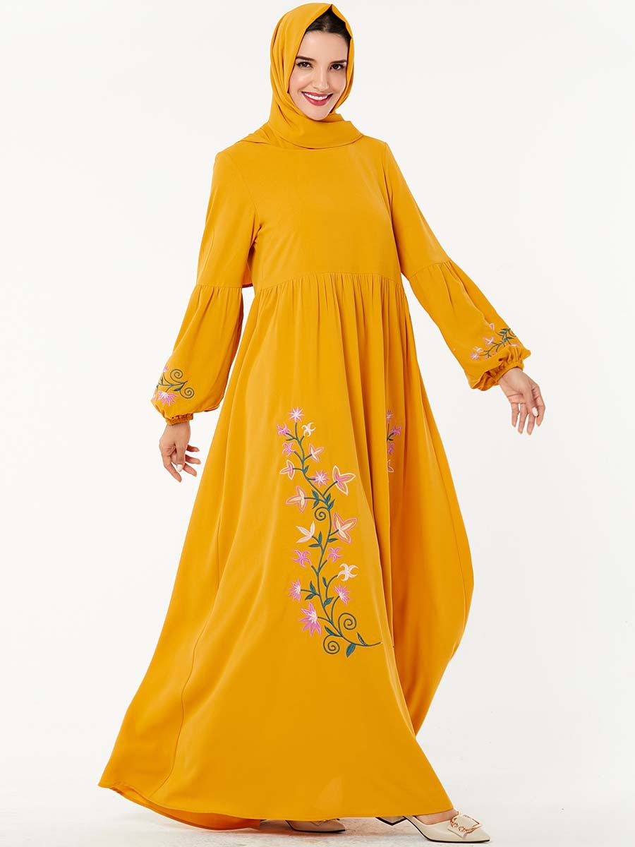  Embroidery Prayer Clothes Dubai Modest Women Vetement Femme Robe Femme Musulman Turkish Kebaya Maleisie Borka Vêtements Islamic Clothing Maxi Dress Abaya