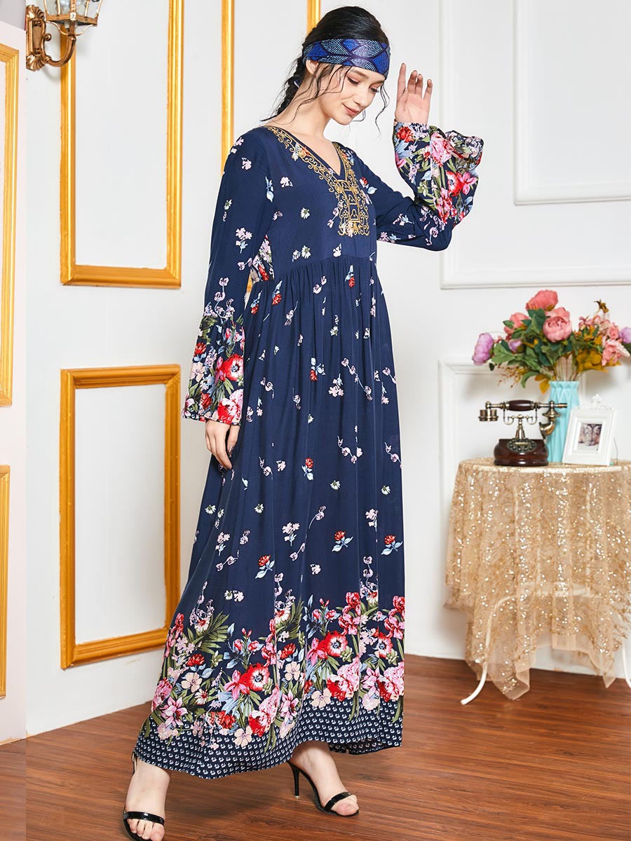  Vêtements Modest Turkish Kebaya Maleisie Prayer Clothes Dubai Robe Femme Musulman Vetement Femme Embroidery Islamic Clothing Borka Women Maxi Dress Abaya