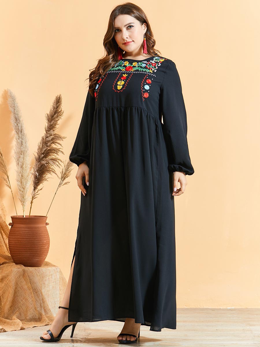  Embroidery Dubai Robe Femme Musulman Kebaya Maleisie Turkish Borka Vetement Femme Prayer Clothes Islamic Clothing Vêtements Women Modest Maxi Dress Abaya