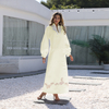 2022 Muslim new style elegant long-sleeved embroidery Arabian loose and comfortable white Middle Eastern women's long skirt