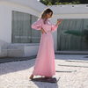 2022 Muslim New Muslim Fashion Simple Muslim Middle East Solid Color Round Neck Elegant Arabian Long Skirt