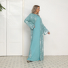 2022 Muslim Fashion Muslim Elegant Sequins Loose Large Size Lightweight See-through Blue Middle East Jacket